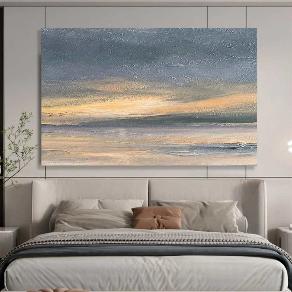 Acrylic Painting Shore - extra large blue abstract painting